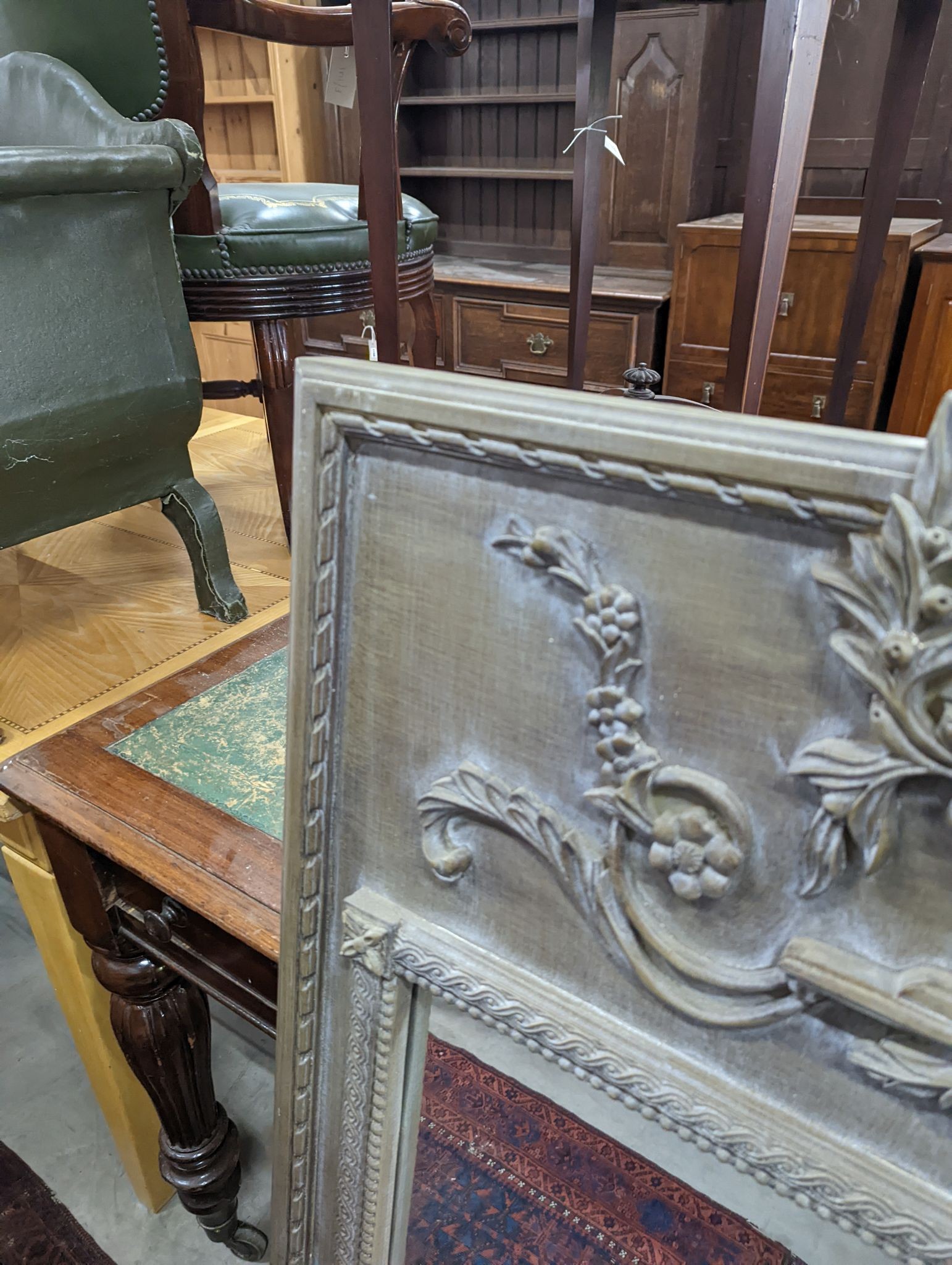 An 18th century style painted overmantel mirror, width 80cm, height 124cm